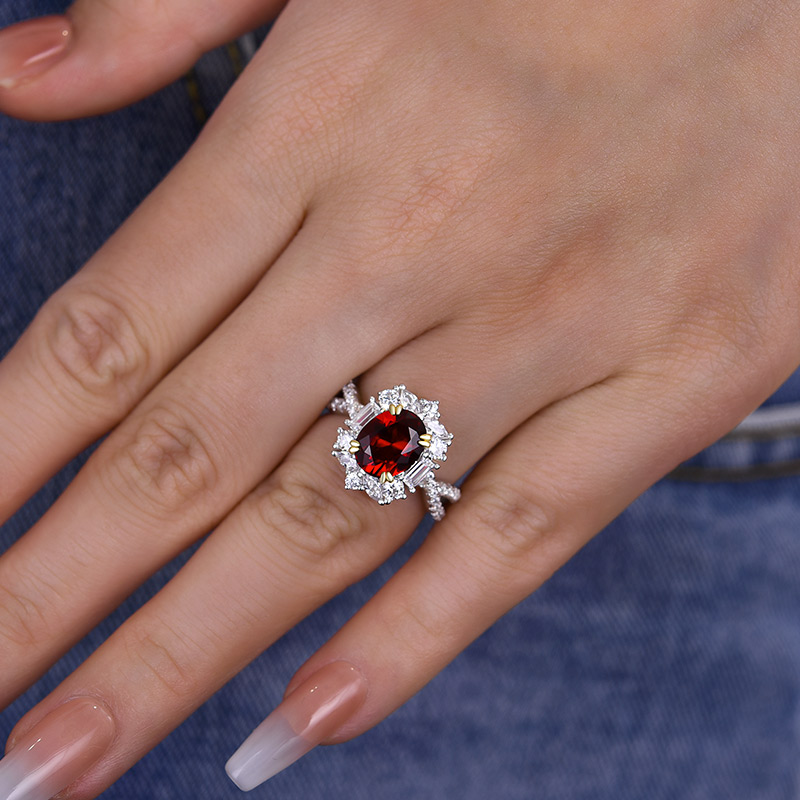 1Ct Vintage Twist Oval Cut Ruby Engagement Ring In Sterling Silver-Sterling Silver-lornajewelry