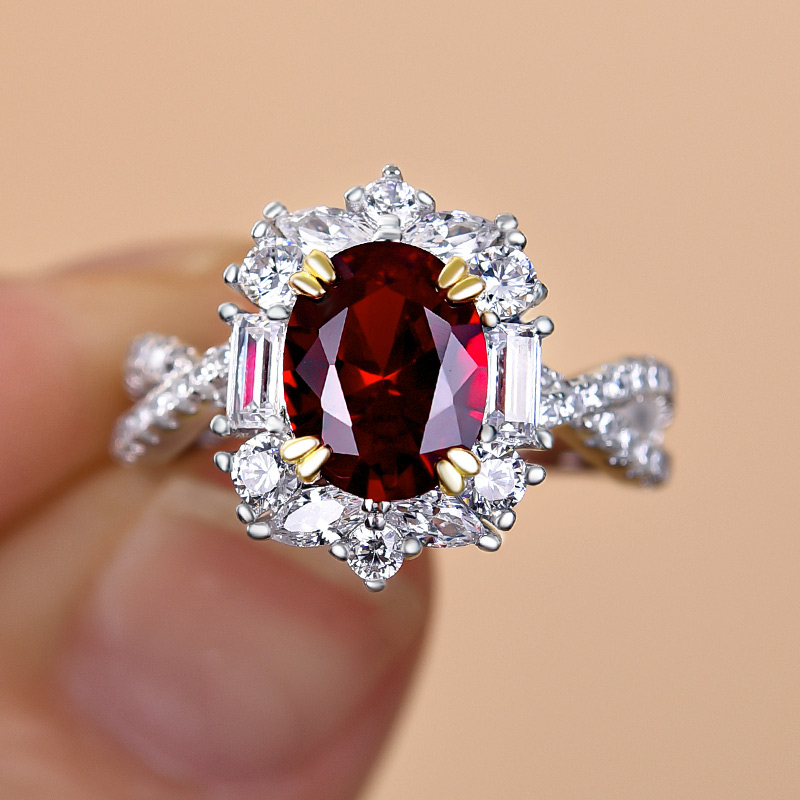 1Ct Vintage Twist Oval Cut Ruby Engagement Ring In Sterling Silver-Sterling Silver-lornajewelry