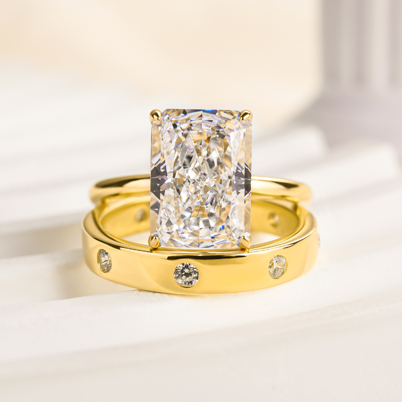 Stunning Radiant Cut Wedding Ring Set For Women-Sterling Silver-lornajewelry