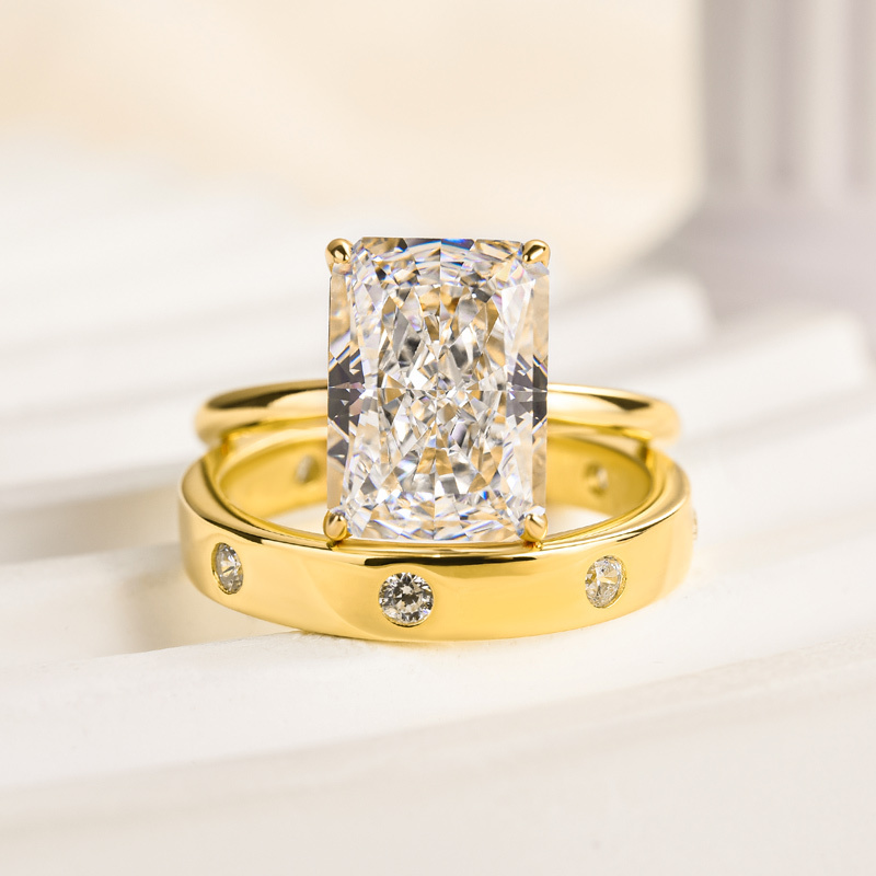 Stunning Radiant Cut Wedding Ring Set For Women-Sterling Silver-lornajewelry