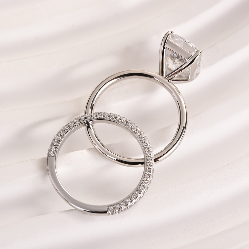 Classic Radiant Cut  Wedding Ring Set-Sterling Silver-lornajewelry