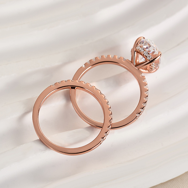 Classic Created White Sapphire Oval Cut Wedding Ring Set-Sterling Silver-lornajewelry