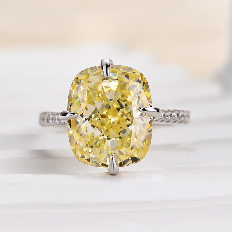 6Ct Yellow Sapphire Radiant Cut Elegant Engagement Ring-Sterling Silver-lornajewelry