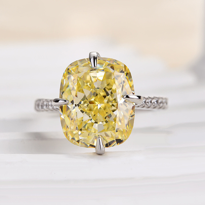 6Ct Yellow Sapphire Radiant Cut Elegant Engagement Ring-Sterling Silver-lornajewelry
