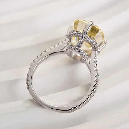 6Ct Yellow Sapphire Radiant Cut Elegant Engagement Ring-Sterling Silver-lornajewelry