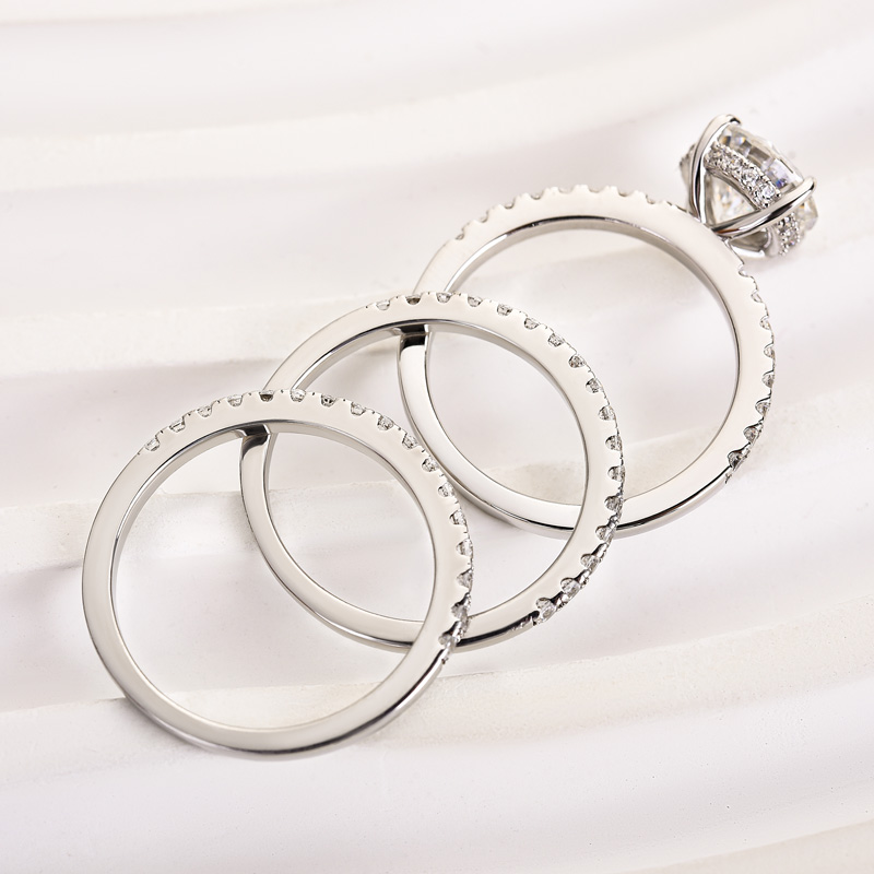 Elegant Round Cut 3PC Wedding Ring Set In Sterling Silver-Sterling Silver-lornajewelry