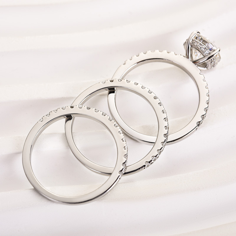 Elegant Round Cut 3PC Wedding Ring Set In Sterling Silver-Sterling Silver-lornajewelry