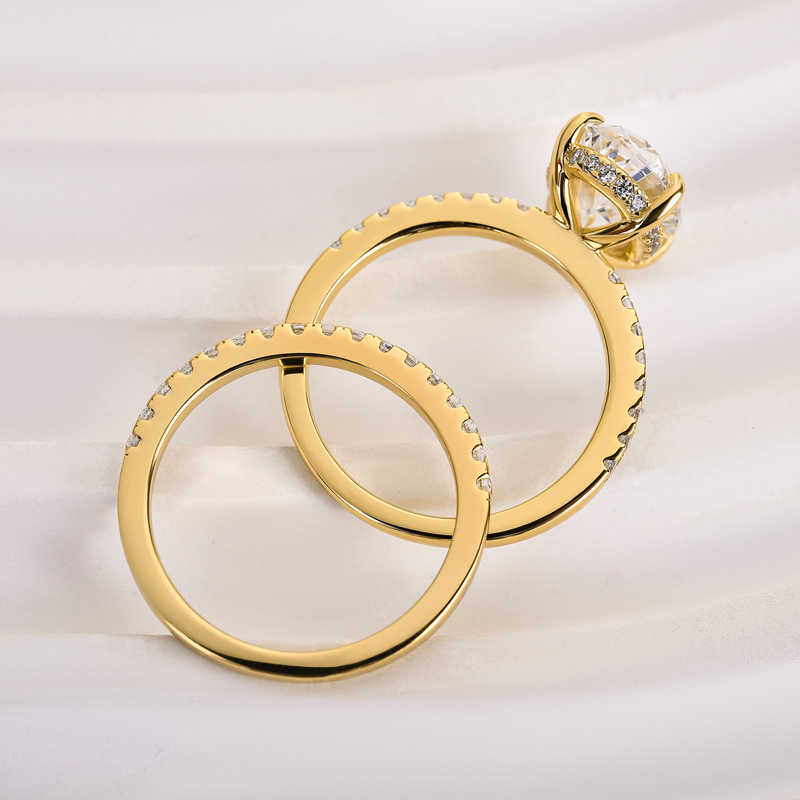 Classic Created White Sapphire Oval Cut Wedding Ring Set-Sterling Silver-lornajewelry