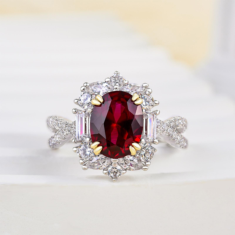 1Ct Vintage Twist Oval Cut Ruby Engagement Ring In Sterling Silver-Sterling Silver-lornajewelry