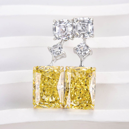 Elegant Radiant Cut Yellow Sapphire Women's Earrings In Sterling Silver-Sterling Silver-lornajewelry