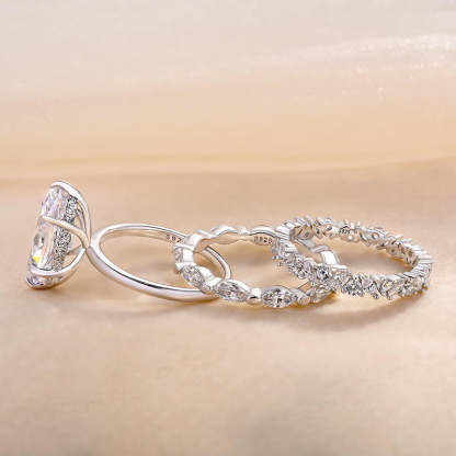Exclusive Marquise Cut 3PC Wedding Ring Set For Women In Sterling Silver-Sterling Silver-lornajewelry