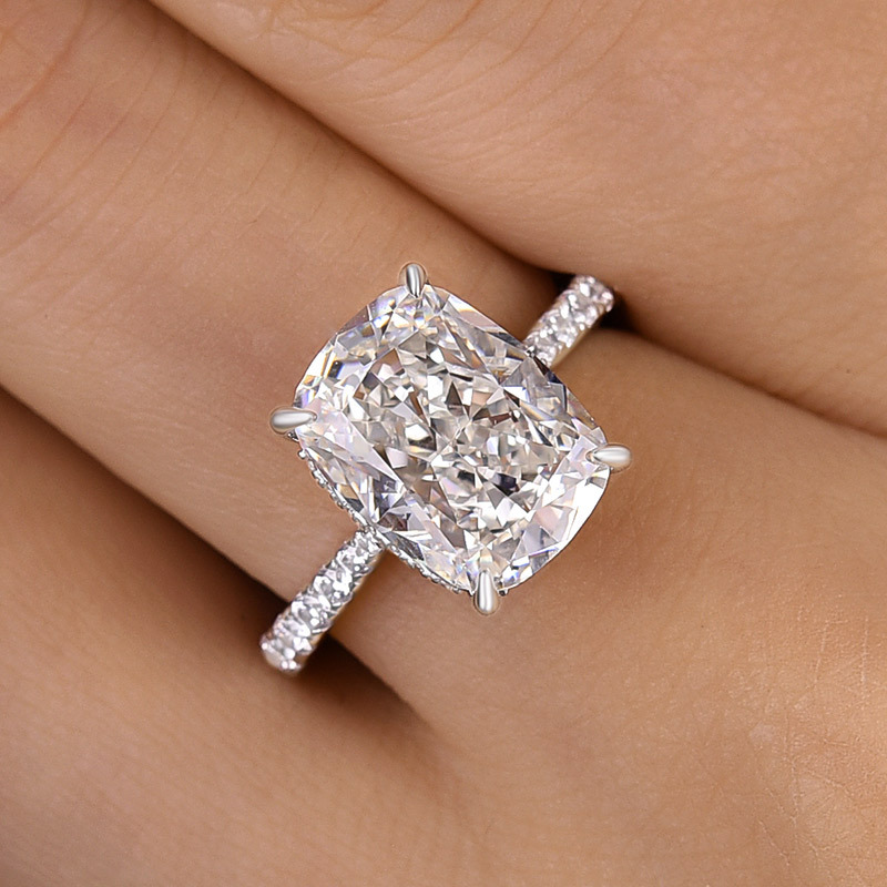 5Ct Bright Crushed Ice Cushion Cut Engagement Ring For Women In Sterling Silver-Sterling Silver-lornajewelry