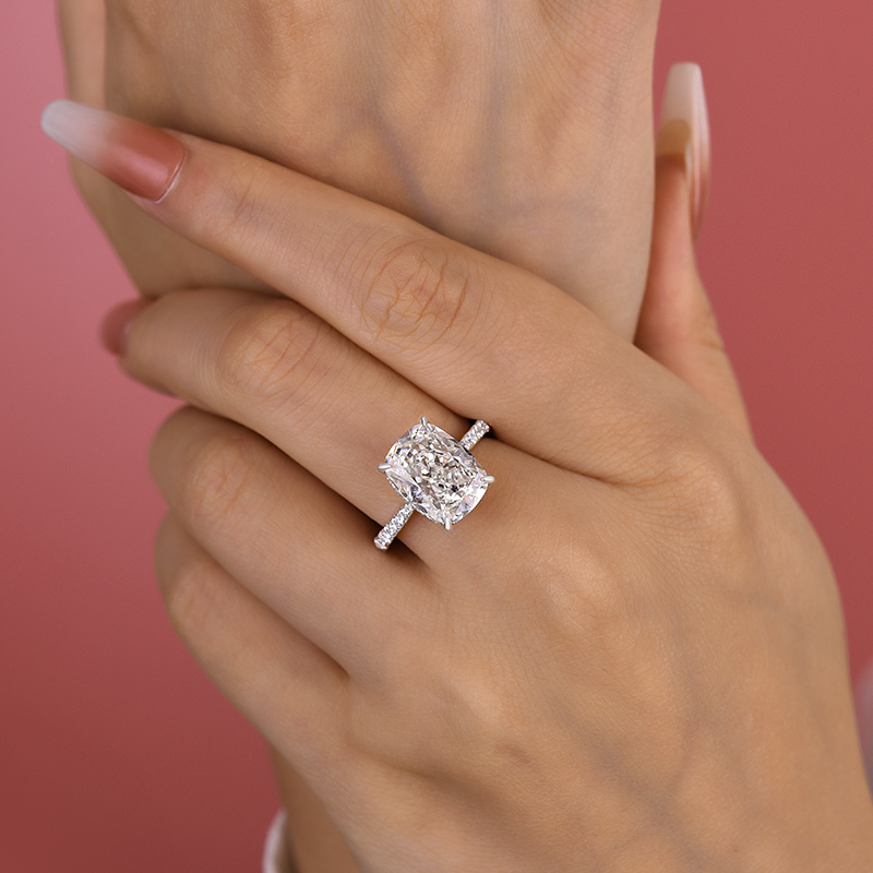 5Ct Bright Crushed Ice Cushion Cut Engagement Ring For Women In Sterling Silver-Sterling Silver-lornajewelry