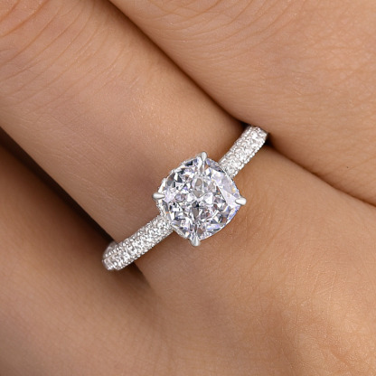 1.5Ct Desirable Crushed Ice Cushion Women's Engagement Ring In Sterling Silver-Sterling Silver-lornajewelry