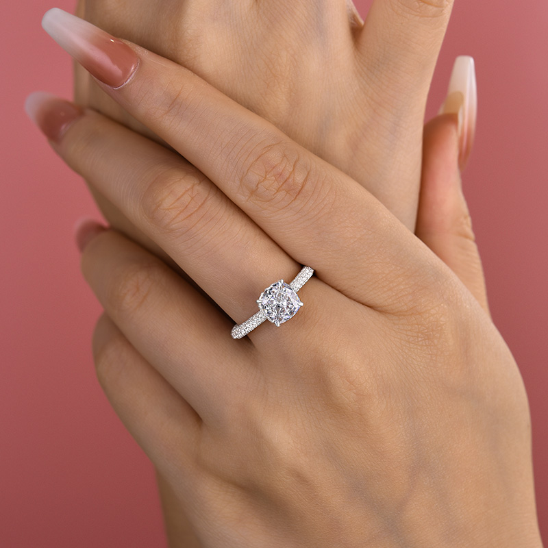 1.5Ct Desirable Crushed Ice Cushion Women's Engagement Ring In Sterling Silver-Sterling Silver-lornajewelry