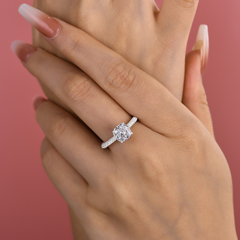 1.5Ct Desirable Crushed Ice Cushion Women's Engagement Ring In Sterling Silver-Sterling Silver-lornajewelry
