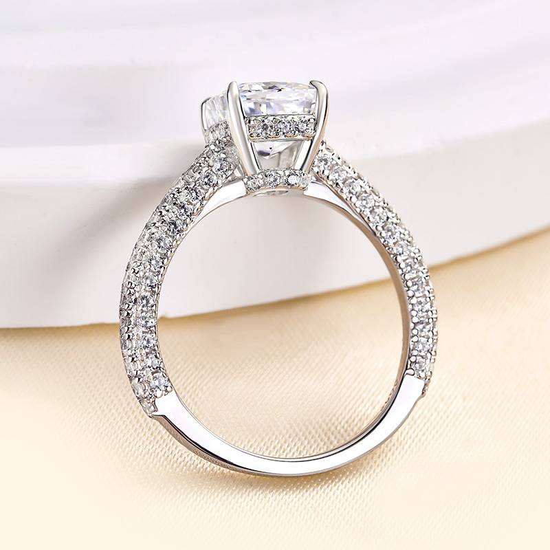 1.5Ct Desirable Crushed Ice Cushion Women's Engagement Ring In Sterling Silver-Sterling Silver-lornajewelry