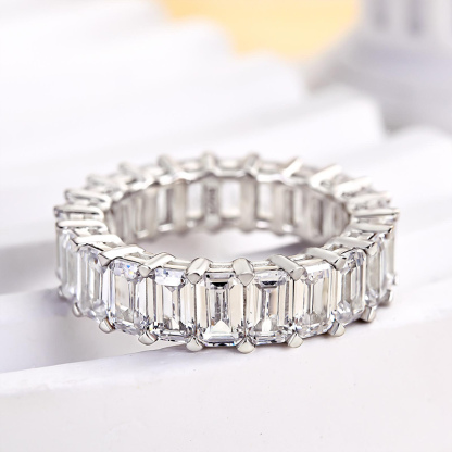 Eternity Emerald Cut s Women's Wedding Band-Sterling Silver-lornajewelry