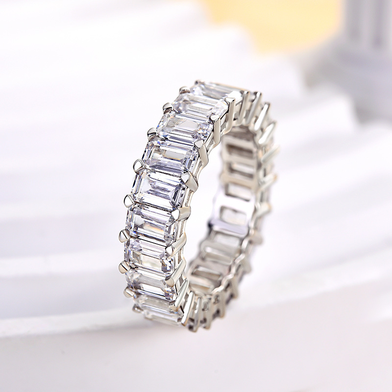 Eternity Emerald Cut s Women's Wedding Band-Sterling Silver-lornajewelry