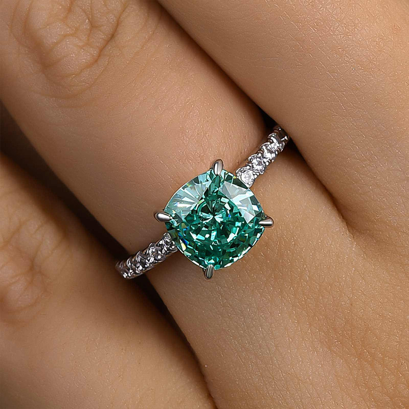 2Ct Exclusive Cushion Cut Paraiba Tourmaline Engagement Ring-Sterling Silver-lornajewelry