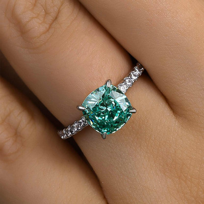 2Ct Exclusive Cushion Cut Paraiba Tourmaline Engagement Ring-Sterling Silver-lornajewelry