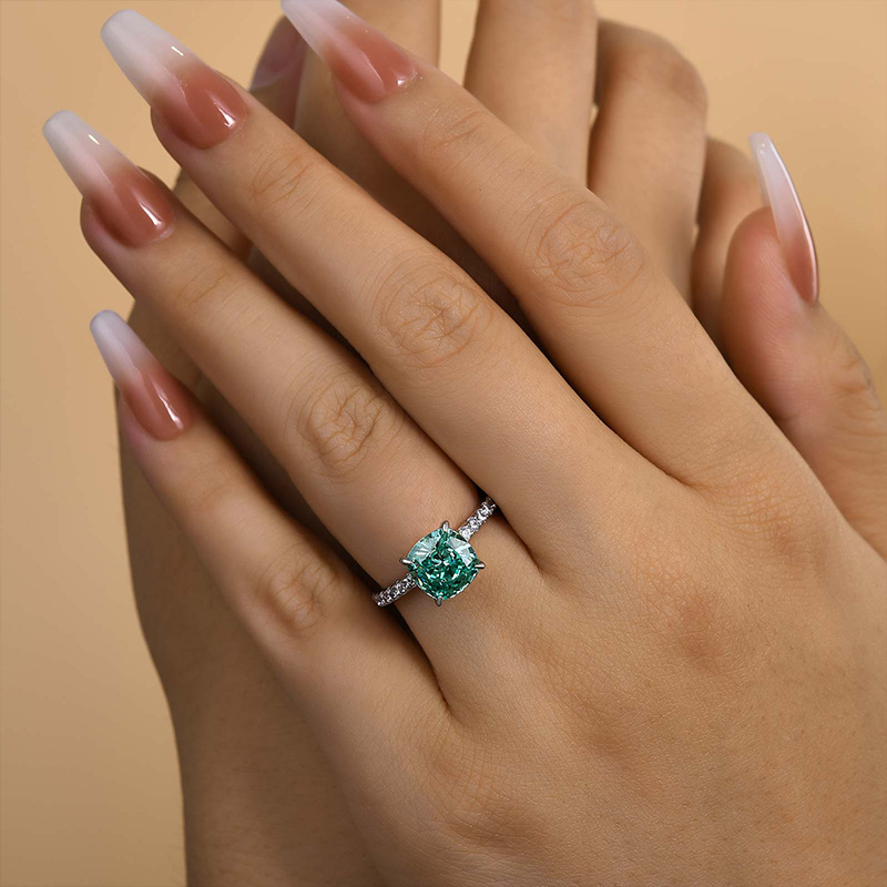 2Ct Exclusive Cushion Cut Paraiba Tourmaline Engagement Ring-Sterling Silver-lornajewelry