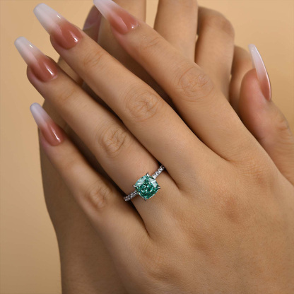 2Ct Exclusive Cushion Cut Paraiba Tourmaline Engagement Ring-Sterling Silver-lornajewelry