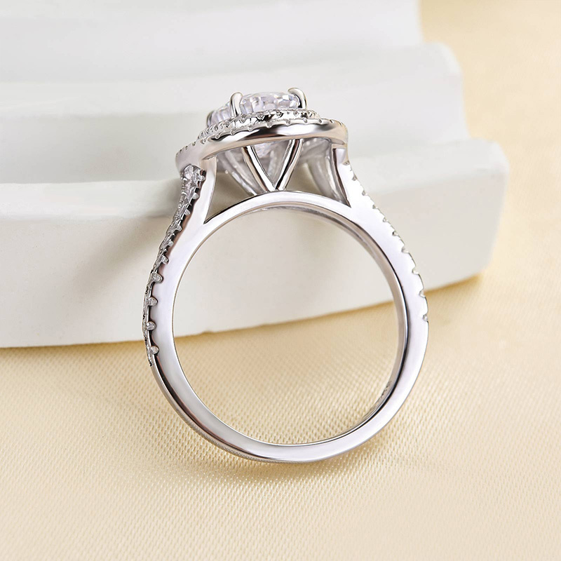 2Ct Luxury Split Shank Double Halo Oval Cut Engagement Ring In Sterling Silver-Sterling Silver-lornajewelry