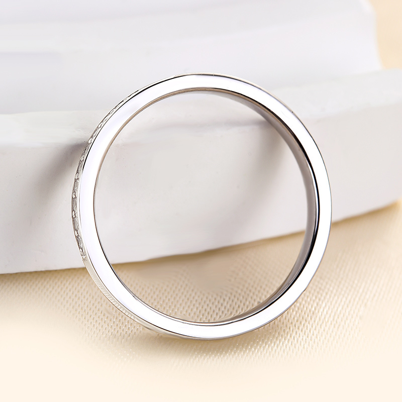 Exclusive Channel Set Curved Half Wedding Band In Sterling Silver-Sterling Silver-lornajewelry