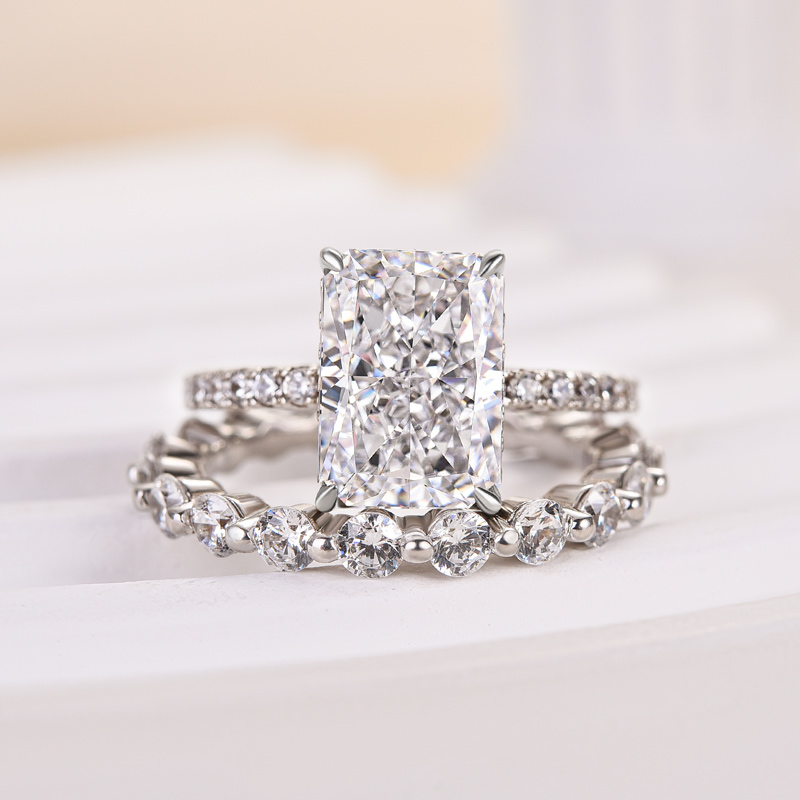 Stunning Radiant Cut  Wedding Set In Sterling Silver-Sterling Silver-lornajewelry