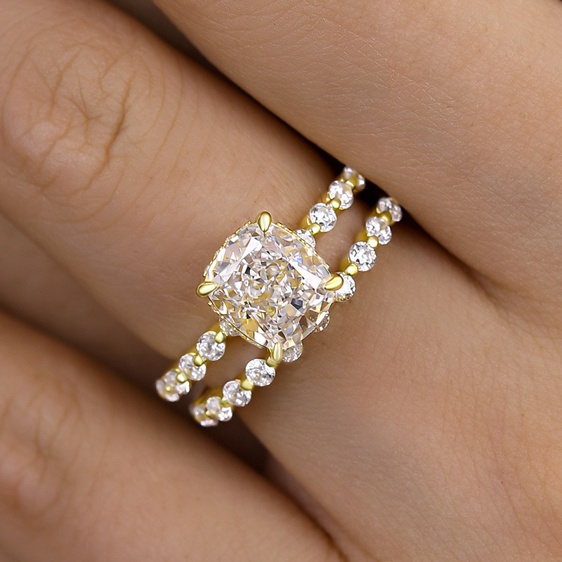 Exquisite 2.0 Carat Cushion Cut Women's Wedding Ring Set In Sterling Silver-Sterling Silver-lornajewelry