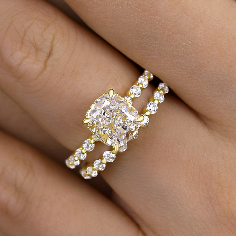 Exquisite 2.0 Carat Cushion Cut Women's Wedding Ring Set In Sterling Silver-Sterling Silver-lornajewelry