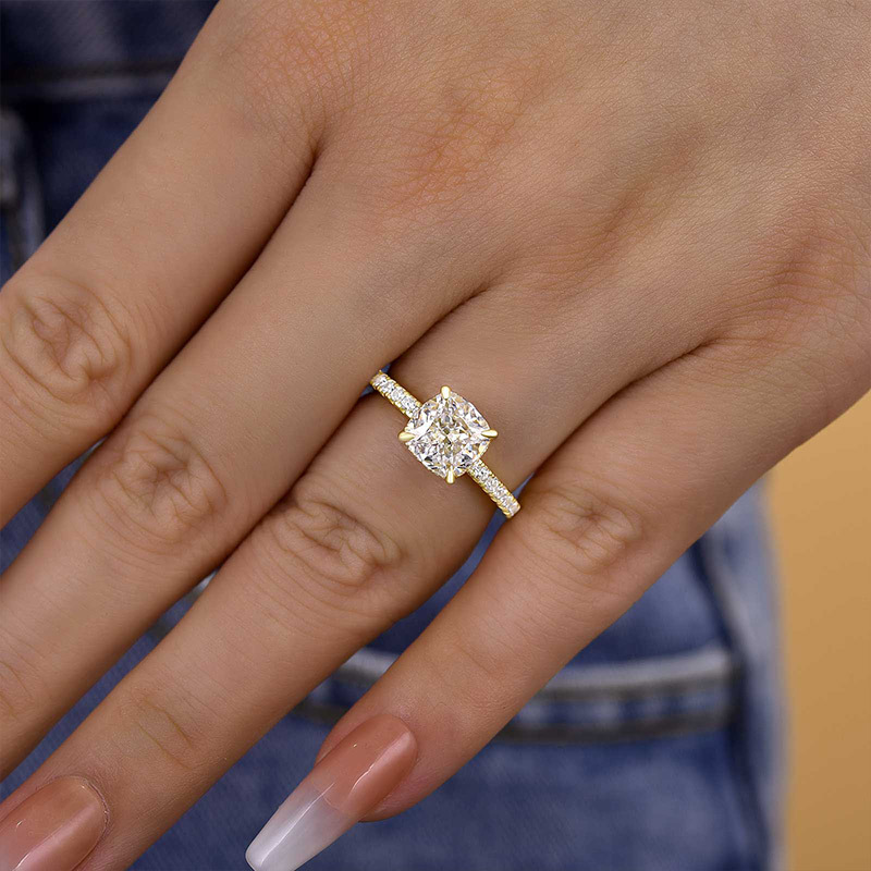 1.5 Ct Cushion Cut White Sapphire Women's Engagement Ring-Sterling Silver-lornajewelry