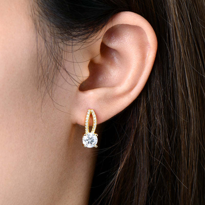 Moissanite Exclusive Round Cut Stud Earrings-Sterling Silver-lornajewelry