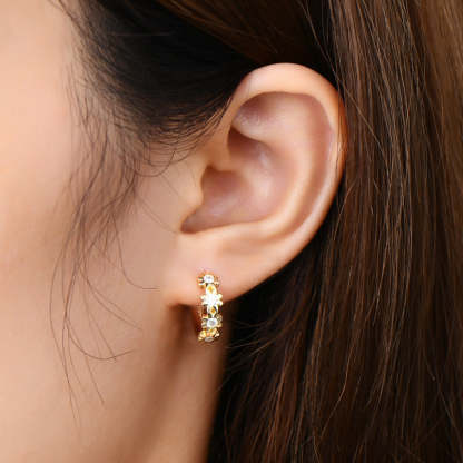 Moissanite Daisy Flower Earrings-Sterling Silver-lornajewelry