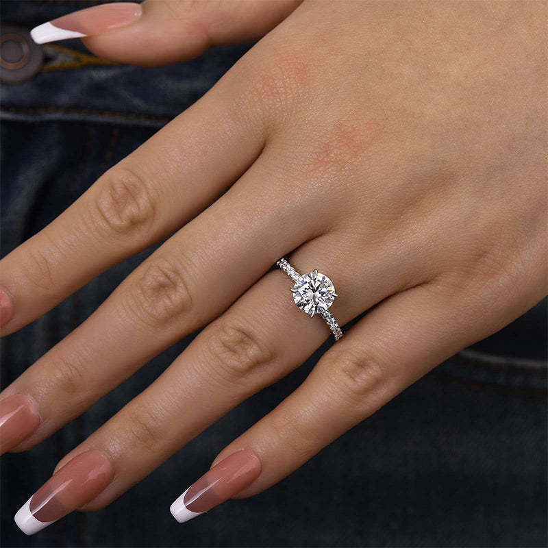 2Ct Classic Moissanite Round Cut Promise Ring-Sterling Silver-lornajewelry