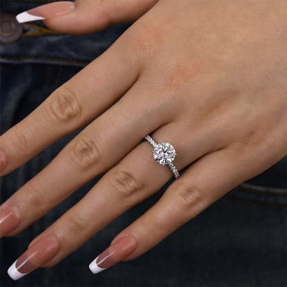 2Ct Classic Moissanite Round Cut Promise Ring-Sterling Silver-lornajewelry