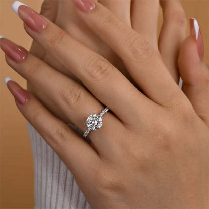 2Ct Classic Moissanite Round Cut Promise Ring-Sterling Silver-lornajewelry