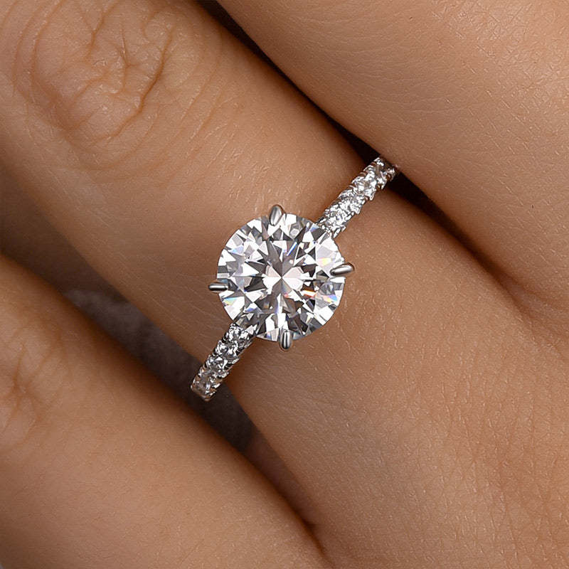 2Ct Classic Moissanite Round Cut Promise Ring-Sterling Silver-lornajewelry