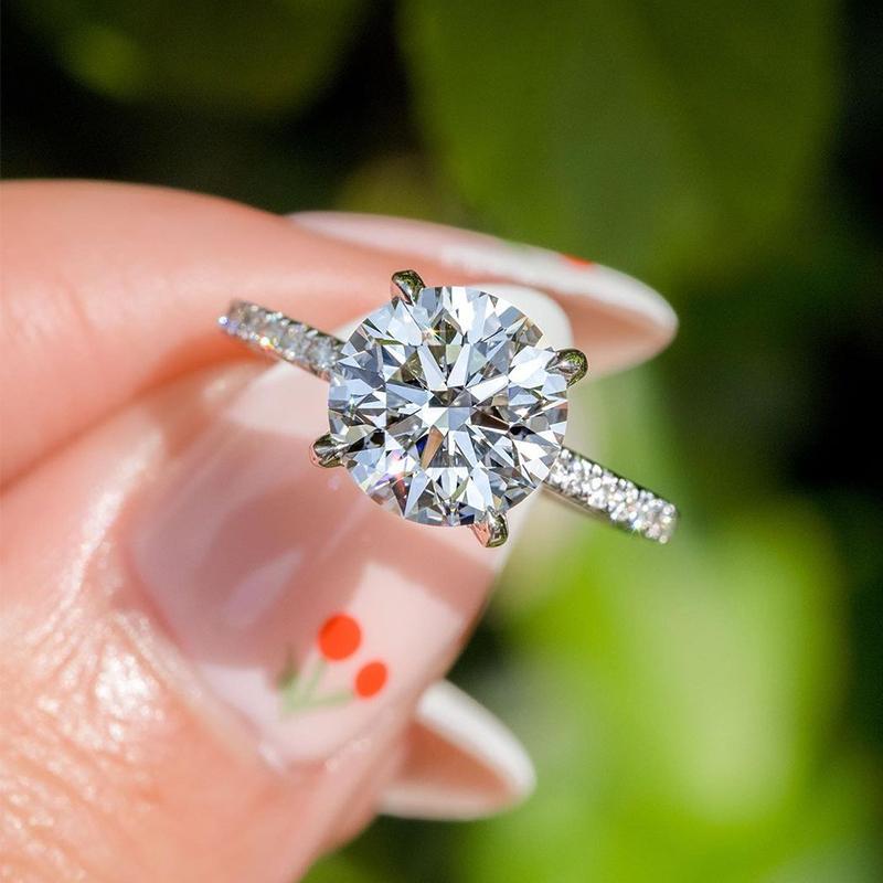 2Ct Classic Round Cut Engagement Ring for Her 4 prong In Sterling Silver-Sterling Silver-lornajewelry