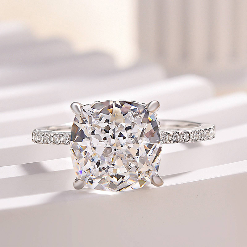 3.5Ct Classic Cushion Cut Women's Engagement Ring In Sterling Silver-Sterling Silver-lornajewelry