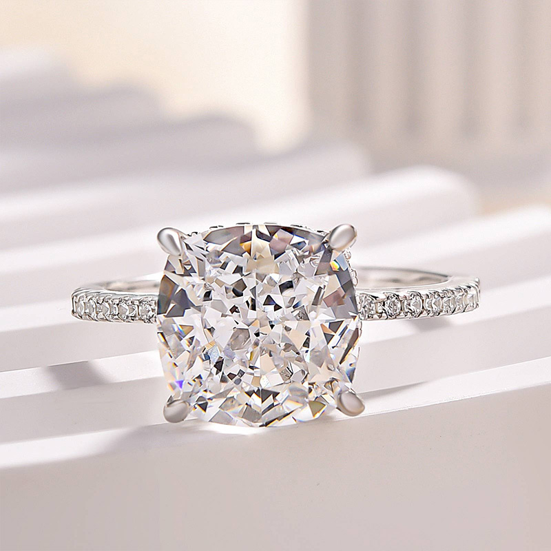 3.5Ct Classic Cushion Cut Women's Engagement Ring In Sterling Silver-Sterling Silver-lornajewelry