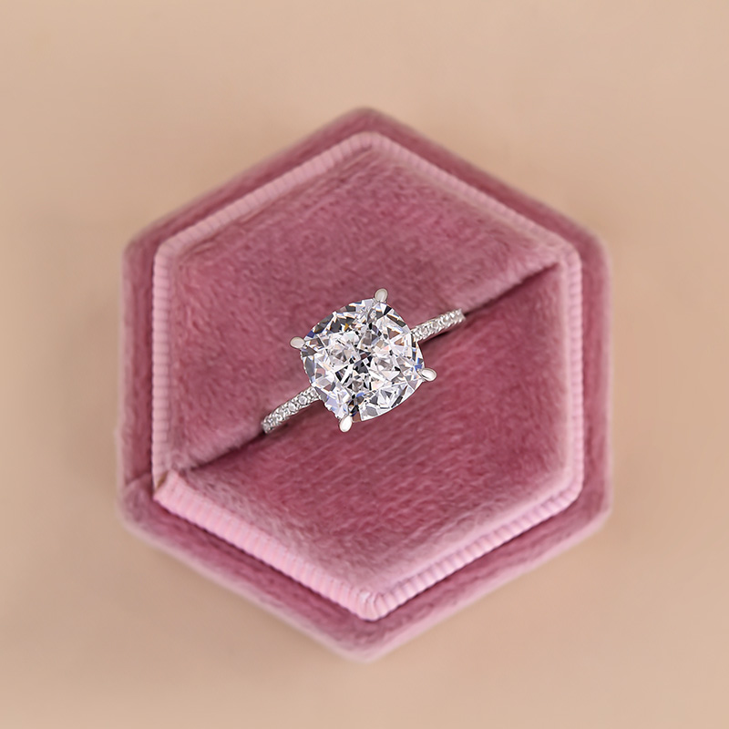 3.5Ct Classic Cushion Cut Women's Engagement Ring In Sterling Silver-Sterling Silver-lornajewelry