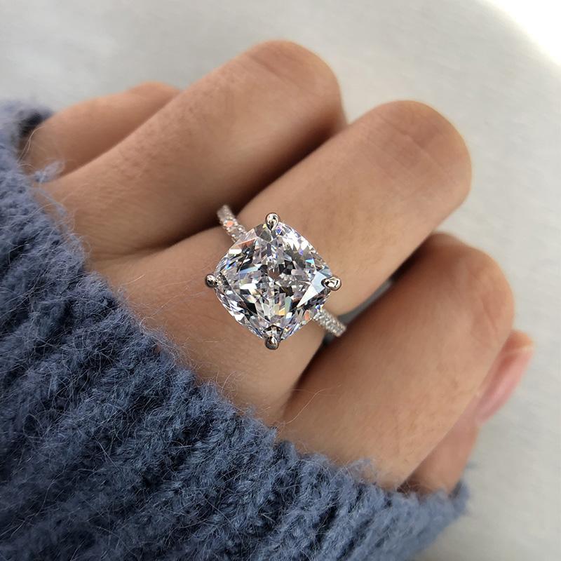 3.5Ct Classic Cushion Cut Women's Engagement Ring In Sterling Silver-Sterling Silver-lornajewelry