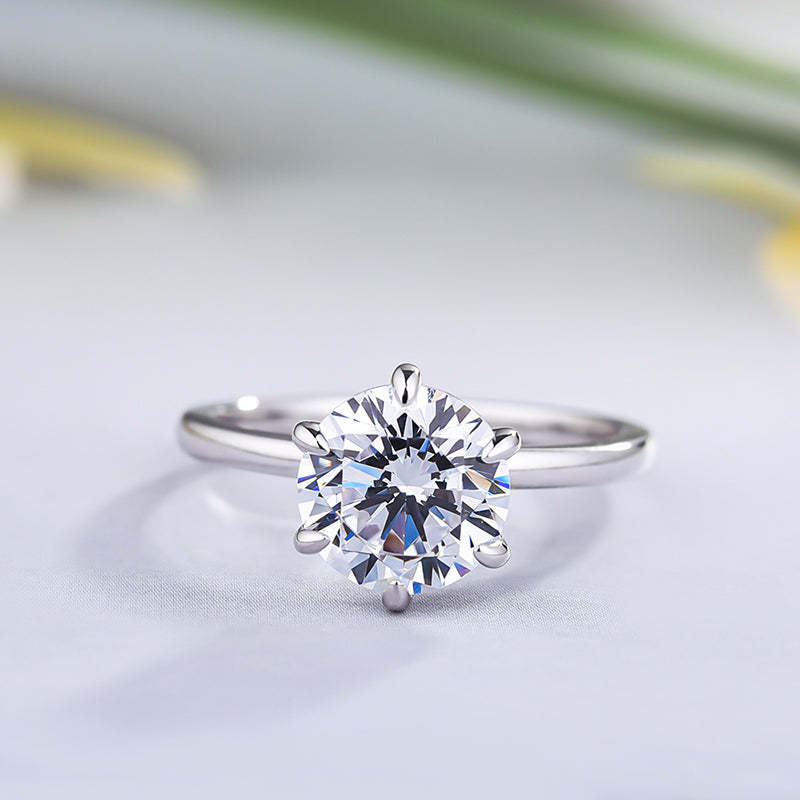 2Ct Classic Round Cut Solitaire Engagement Ring for Her-Sterling Silver-lornajewelry