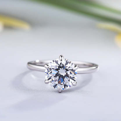 2Ct Classic Round Cut Solitaire Engagement Ring for Her-Sterling Silver-lornajewelry