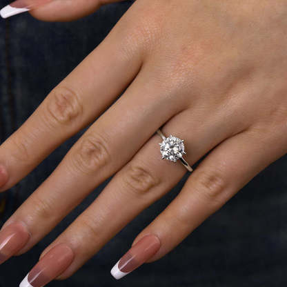 2Ct Moissanite 6 Prong Round Cut Promise Ring-Sterling Silver-lornajewelry