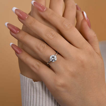 2Ct Moissanite 6 Prong Round Cut Promise Ring-Sterling Silver-lornajewelry