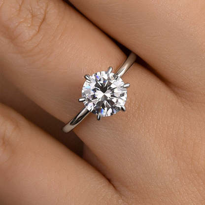 2Ct Moissanite 6 Prong Round Cut Promise Ring-Sterling Silver-lornajewelry