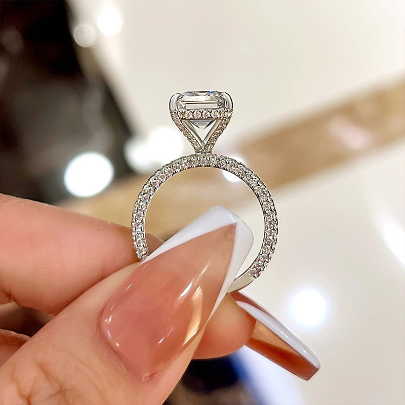 4Ct Gorgeous Emerald Cut Engagement Ring For Women In Sterling Silver-Sterling Silver-lornajewelry